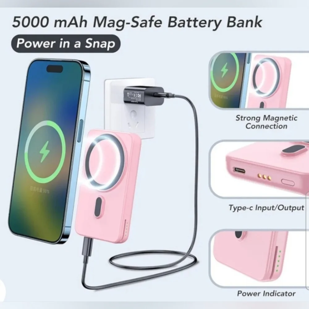 3 in 1 Wireless Charging Station,5000mAh Fast Foldable/Portable Charger/ iPhone